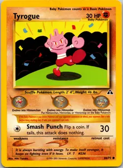 Tyrogue Common Neo Discovery 66/75 MP Pokemon TCG - Image 1
