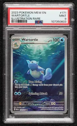 Wartortle Illustration Rare Pokemon Scarlet & Violet 151 MEW PSA 9 MINT - Image 1