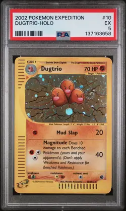 2002 POKEMON EXPEDITION #10 DUGTRIO-HOLO PSA 5 - Image 1