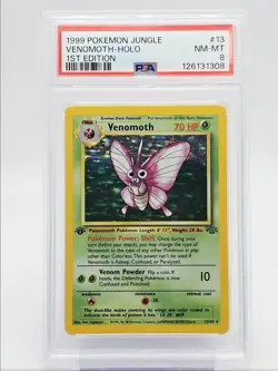 VENOMOTH 1999 POKEMON JUNGLE 1ST EDITION HOLO RARE 13/64 PSA 8 Q0004 - Image 1