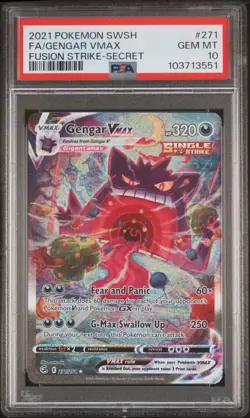 POKEMON 2021 GENGAR VMAX SWORD & SHIELD FUSION STRIKE #271 PSA 10 - Image 1