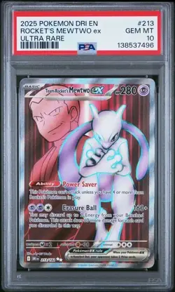 Pokemon Rocket's Mewtwo ex 2025 Destined Rivals #213 Ultra Rare PSA 10 - Image 1
