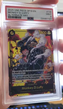 2025 ONE PIECE OP10-118 MONKEY D LUFFY ROYAL BLOOD ALT ART FOIL PSA 9 - Image 1