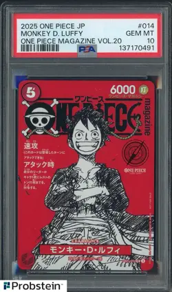 Monkey D Luffy One Piece Mag Vol. 20 Promo #ST21-014 Japan PSA 10 GEM MT - Image 1