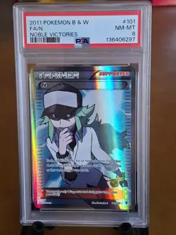 2011 Pokemon Black & White Noble Victories N Full Art Holo #101 - PSA 8 NM-MT - Image 1