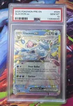 2025 POKEMON PRE EN-PRISMATIC EVOLUTIONS #026 GLACEON ex PSA 10 - Image 1