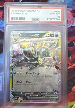 2025 Pokemon Prismatic Evolution Umbreon Ex #060 Double Rare PSA 10 - Image 1