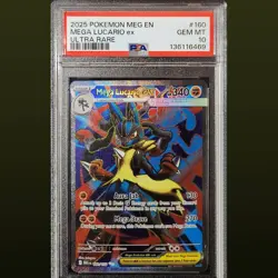 2025 POKEMON MEG EN MEGA EVOLUTION ULTRA RARE #160 MEGA LUCARIO EX PSA 10 - Image 1