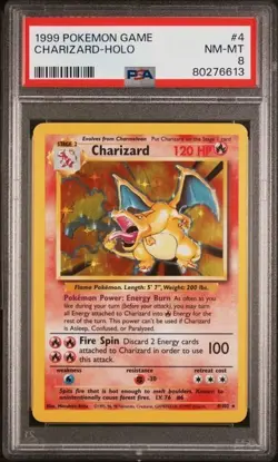 1999 Pokemon Base Set Charizard Holo #4 PSA 8 - Image 1