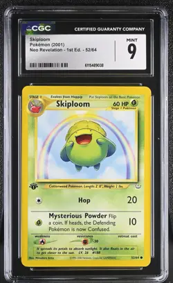 CGC MINT 9 Pokemon Skiploom 52/64 2001 Neo Revelation 1st Edition - Image 1