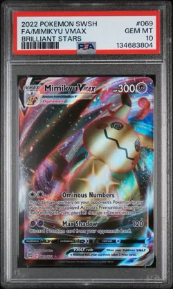 2022 Pokemon Sword & Shield Brilliant Stars Mimikyu VMAX #069 PSA 10 - Image 1