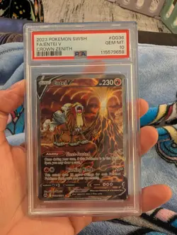 2023 POKEMON SWORD & SHIELD CROWN ZENITH #GG36 FULL ART ENTEI V PSA 10 - Image 1