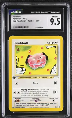 CGC MINT+ 9.5 Pokemon Snubbull 55/64 2001 Neo Revelation 1st Edition - Image 1