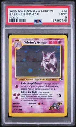 Pokemon 2000 Gym Heroes #14 Sabrina's Gengar Holo PSA 9 - Image 1