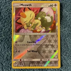 2019 POKEMON SUN & MOON UNBROKEN BONDS 147 MEOWTH-REVERSE FOIL Mint Grade Ready - Image 1