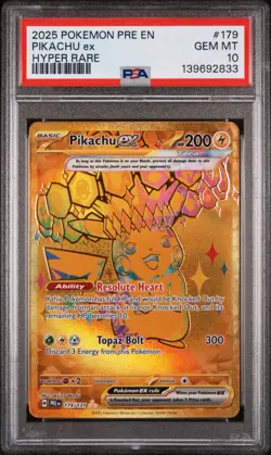 2025 POKEMON PRE EN-PRISMATIC EVOLUTIONS HYPER RARE #179 PIKACHU EX PSA 10 CHEAP - Image 1
