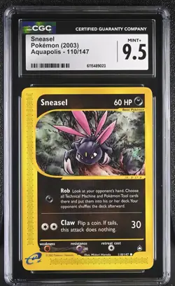 CGC MINT+ 9.5 Pokemon Sneasel 110/147 2003 Aquapolis - Image 1