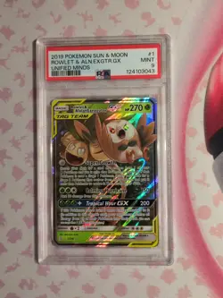 2019 Pokemon SM Unified Minds Rowlet Alolan Exeggutor Tag Team Holo #1/236 PSA 9 - Image 1