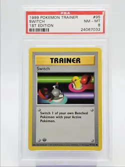 SWITCH 1999 POKEMON TRAINER 1ST EDITION COMMON 95/102 PSA 8 Q0004 - Image 1