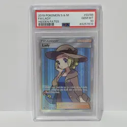 PSA 10 Lady SV86/SV94 Hidden Fates 2019 Shiny Vault Full Art Pokemon Card TCG - Image 1