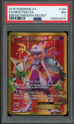 2015 POKEMON XY BREAKTHROUGH SECRET #164 FULL ART/MEWTWO EX PSA 7 NEAR MINT - Image 1