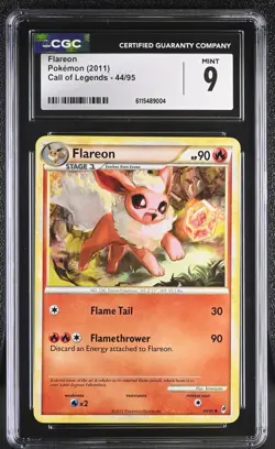 CGC MINT 9 Pokemon Flareon 44/95 2011 Call of Legends - Image 1