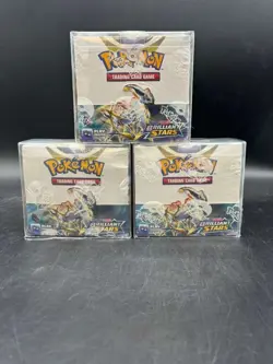 Pokemon Sword & Shield Brilliants Stars Booster Boxes Sealed w/ Plastic Case - Image 1