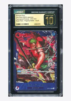 One Piece CGC10 PRISTINE Roronoa Zoro SR 2025 ST21-015 Flagship Battle Top 8 JPN - Image 1