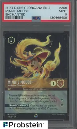 2024 Disney Lorcana EN 4 Enchanted #206 Minnie Mouse PSA 9 MINT - Image 1
