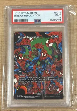 Magic the Gathering Rite of Replication M0014 Borderless Spider-Man Card PSA 9 - Image 1