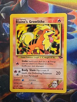 Pokemon Blaine's Growlithe 62/132 Gym Challenge Common LP/NM - Image 1