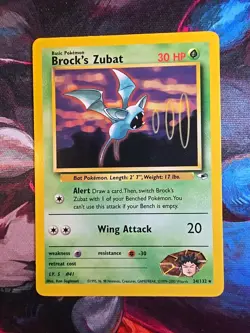 Pokemon Brock's Zubat 024/132 Gym Heroes Non Holo Rare LP - Image 1