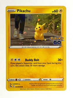 Pokemon TCG Pikachu 027/078 Cosmos Holo Pokemon GO SWIRL - Image 1