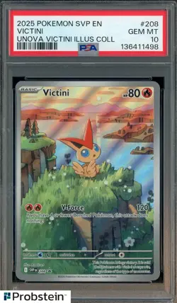 2025 Pokemon SVP EN Unova Victini Illustration Collection #208 Victini PSA 10 - Image 1