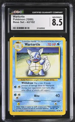 CGC NM/Mint+ 8.5 Pokemon Wartortle 42/102 1999 Base Set Unlimited - Image 1