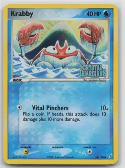 Pokemon Card Krabby Reverse Holo Crystal Guardians 54/100 STAMPED - Image 1