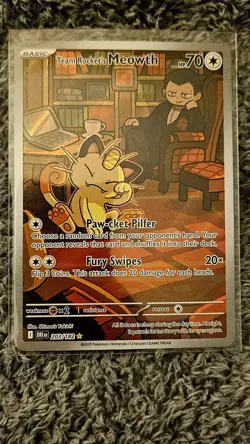 Pokemon Team Rockets Meowth Card 203/182 Destined Rivals NM - Image 1