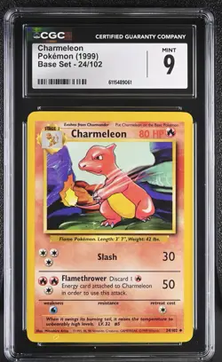 CGC MINT 9 Pokemon Charmeleon 24/102 1999 Base Set Unlimited - Image 1