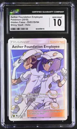 Pokemon 2019 Aether Foundation Employee Hidden Fates SV81/SV94 CGC 10 - Image 1