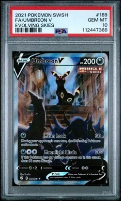 Pokemon Umbreon V 2021 Sword & Shield Evolving Skies #189 Full Art PSA 10 - Image 1