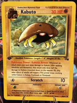 1999 Pokemon First Edition Fossil Kabuto 50/62!! MP - Image 1