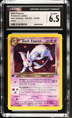 POKEMON CGC 6.5 Dark Espeon 4/105 2002 Neo Destiny - 1st Edition Rare Holo *3084 - Image 1