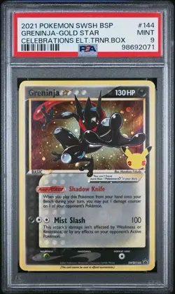 Pokemon Greninja Star Gold Star Promo Celebrations SWSH144 Holo PSA 9 - Image 1