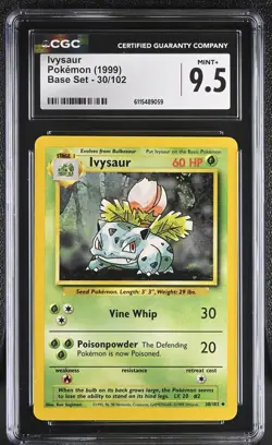 CGC MINT+ 9.5 Pokemon Ivysaur 30/102 1999 Base Set Unlimited - Image 1