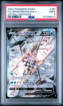 2022 POKEMON SWORD & SHIELD ASTRAL RADIANCE FULL ART/ORIGIN FORME PALKIA V PSA 9 - Image 1