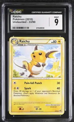 CGC MINT 9 Pokemon Raichu 33/90 2010 Undaunted - Image 1