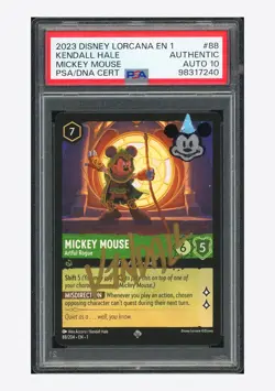Disney Lorcana PSA AUTH AUTO 10 Mickey Mouse Kendall Hale 2023 88/204 EN1 ENG - Image 1