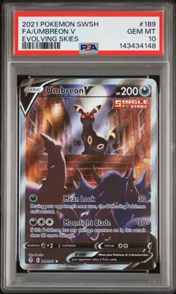 2021 POKEMON SWORD & SHIELD EVOLVING SKIES #189 FULL ART/UMBREON V PSA 10 - Image 1