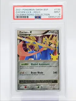 ZACIAN LV. X 2021 POKEMON SWSH BSP CELEBRATIONS HOLO #SWSH135 PSA 9 Q0004 - Image 1