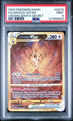 Pokemon 2023 Arceus VSTAR Secret Rare GG70 Crown Zenith Holo PSA 9 - Image 1